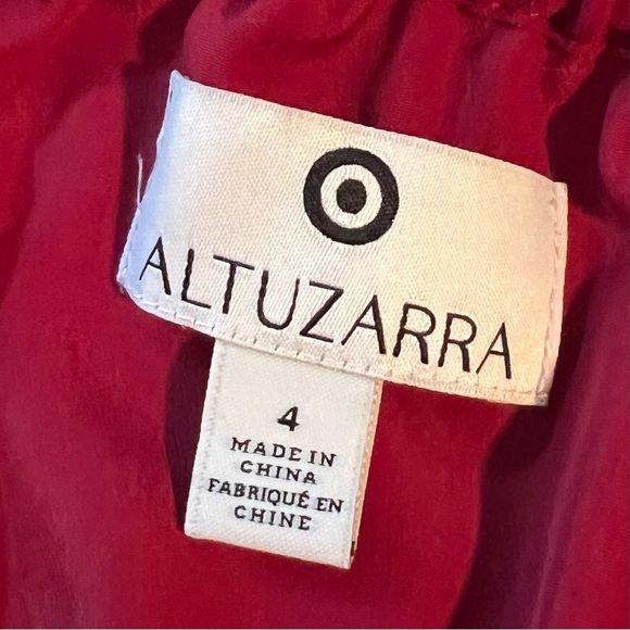 Altuzarra for Target Red Wine Burgundy Peasant Dress w/ Embroidery & Sequins - Picture 3 of 4